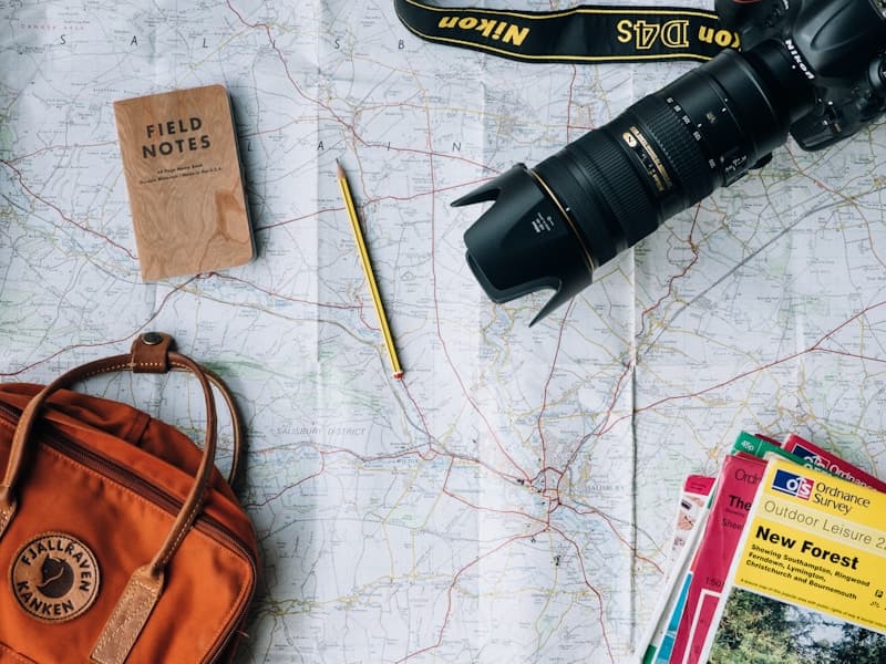 Traveller reviewing insurance documents before a trip